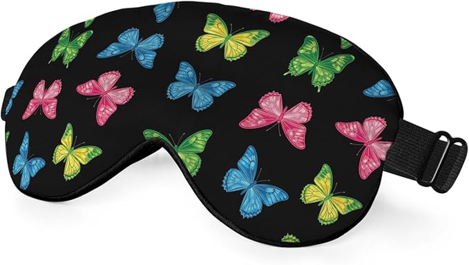 Rainbow Butterfly Sleep Mask Eye Mask Black Blue Pink Purple Butterfly Sleep by Unknown