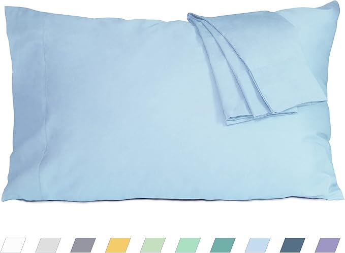 Pillow Cases, King Size Cotton Percale Weave Pillowcases, Pre-Shrunk Breathable by HOMTEC