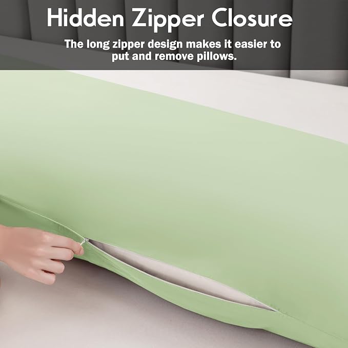 Body Pillowcase with Zipper Cooling Viscose from Bamboo Zippered Pillowcases - Image 4
