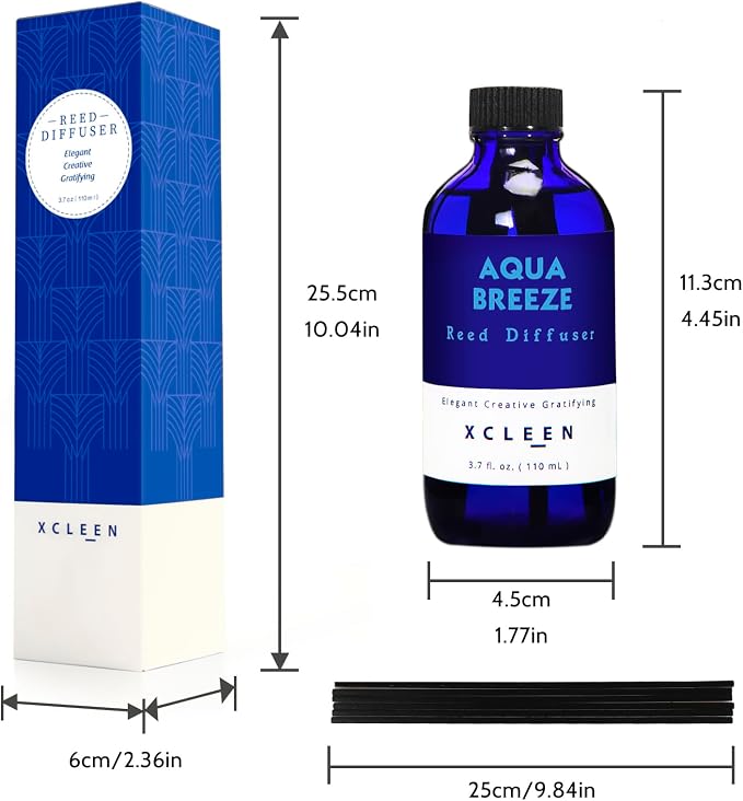Xcleen Reed Diffuser Set, Aqua Breeze Scented Oil Diffuser - Image 2