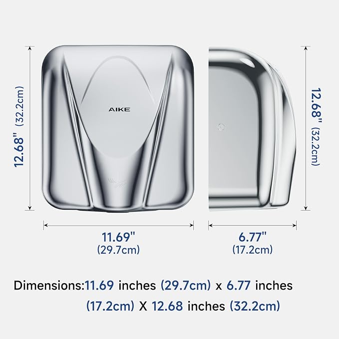 AIKE Elephant Power Commercial Hand Dryer High Speed Auto Warm Wind, Polished - Image 3