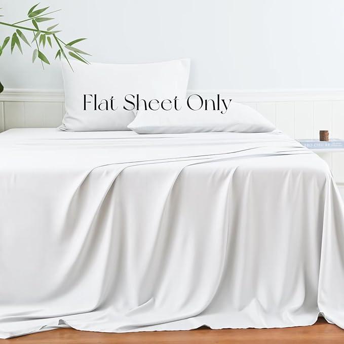 Bamboo Viscose Flat Sheets Only, 400 Thread Count Sateen Weave Twin Size Flat - Image 2