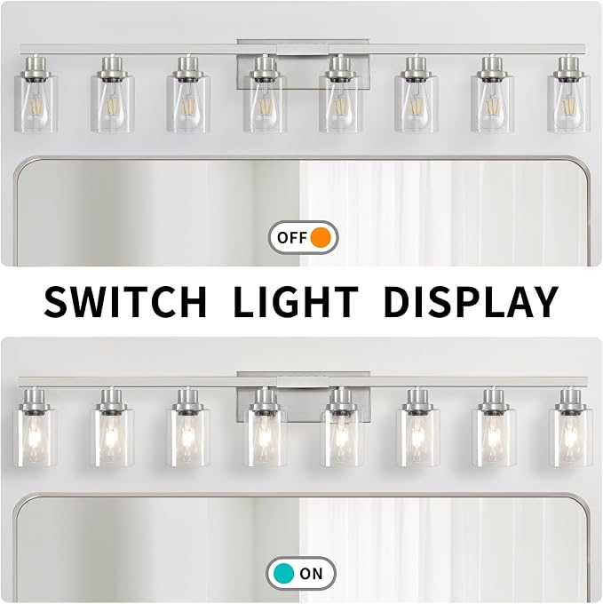 52inch Brushed Nickel Vanity Light Fixtures, 8 Light Brushed Nickel Bathroom - Image 5