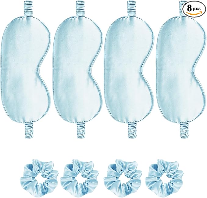 Satin Eye Mask 8Pcs Silk Sleep Masks Silky Blindfold Eyeshade Blackout Eyes by WJingYiJia