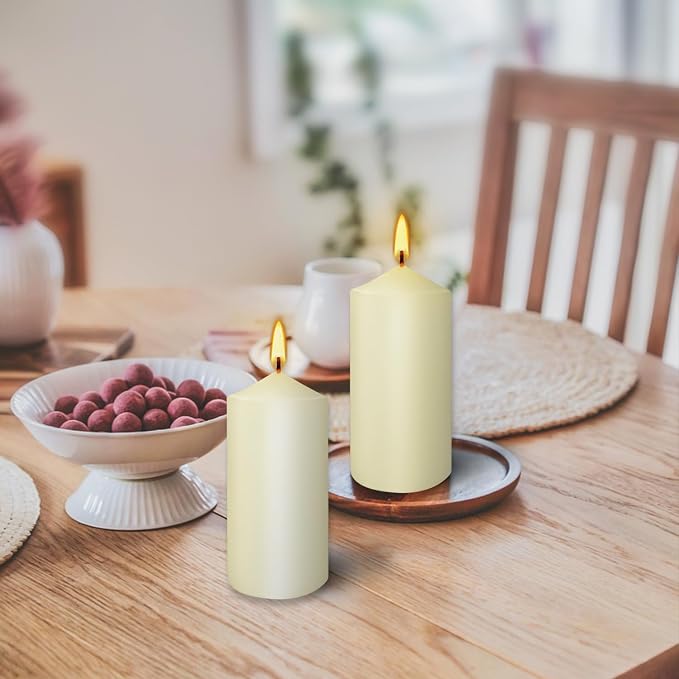 Set of 20 Ivory Pillar Candles, Dripless and Smokeless Dinner Candle, 2x4” - Image 7