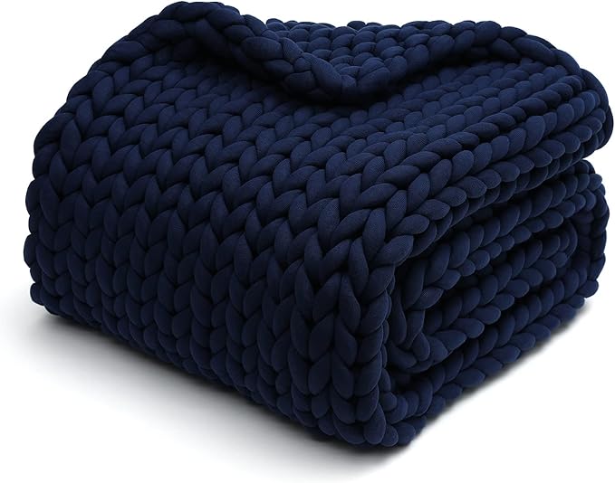 YnM Knitted Weighted Blanket, Hand Made Chunky Knit Weighted Throw Blanket by YNM