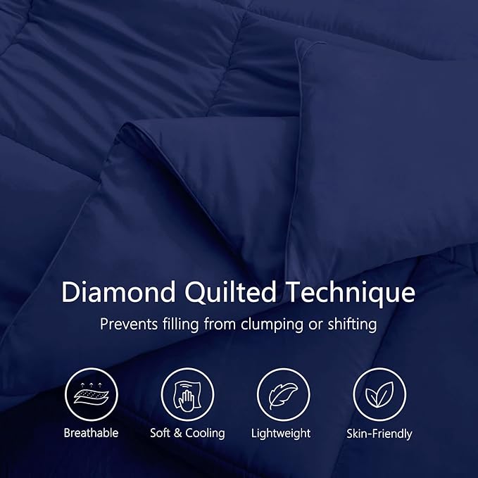TEXARTIST Premium 2100 Series King Comforter All Season Breathable Navy Blue - Image 2