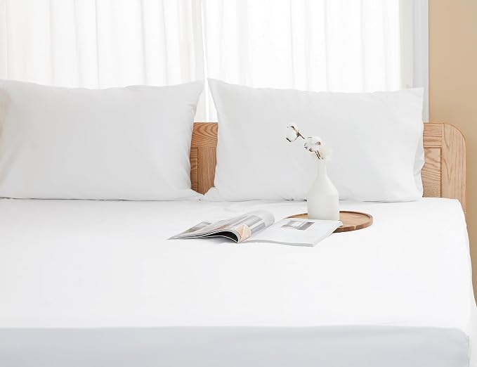 Pillow Cases, Standard Queen Size Cotton Percale Weave Pillowcases, Pre-Shrunk - Image 6