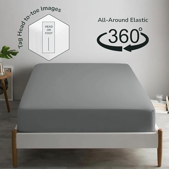 Feather & Stitch Fitted Bottom Sheet Only King Size 500 TC-1 Piece 100% Cotton - Image 4