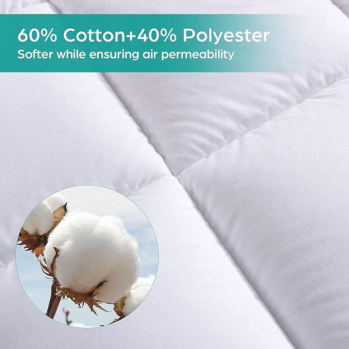 WhatsBedding Waterproof Mattress Pad Twin XL Size Cotton Top Down Alternative - Image 3