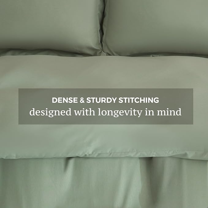 JSD Sage Green Duvet Cover Set Twin Size, 2 Piece Microfiber Kids Duvet Cover - Image 5