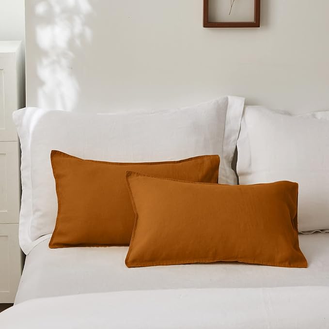 Simple&Opulence 100% Linen Lumbar Pillow Cover 12 x 20 Inches Set of 2 - Image 5