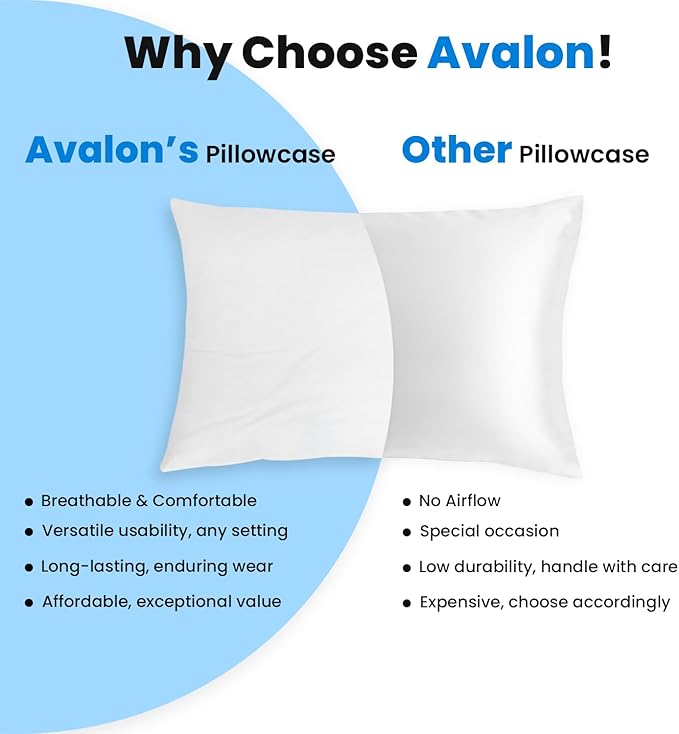 Avalon Bedding Pillow Cases Standard Size White Pillow Cases Set of 2 Cotton - Image 5