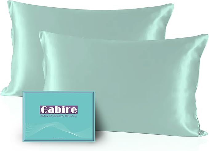 Gabire Mulberry Silk Pillowcases Set of 2, Both Sides Real Silk Pillow Covers by MulberrySilkPillowcases