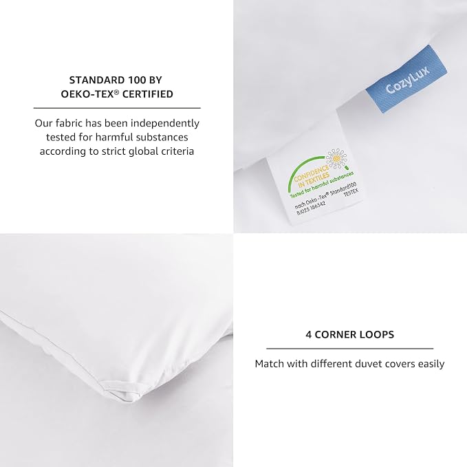 CozyLux Twin Comforter Set White, 2 Pieces Twin Extra Long Solid Breathable - Image 4