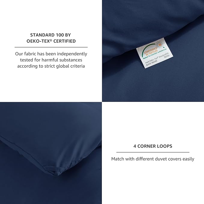 CozyLux Queen Comforter Set Navy Blue, 3 Pieces Solid Comforters Queen Size - Image 5