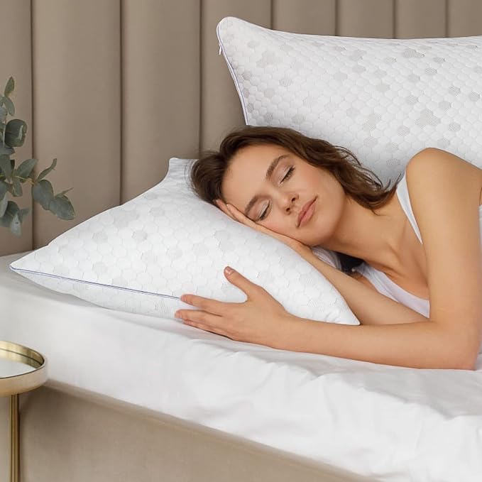 HIMOON Shredded Memory Foam Pillows, Medium Firm Queen Size Pillows 2 Pack - Image 7