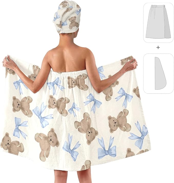 Bow and Teddy Bear Bath Wrap - Image 2