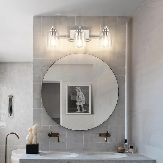 SOLFART Brushed Nickel Bathroom Lights Over Mirror 3 Lights Vanity Lights - Image 2