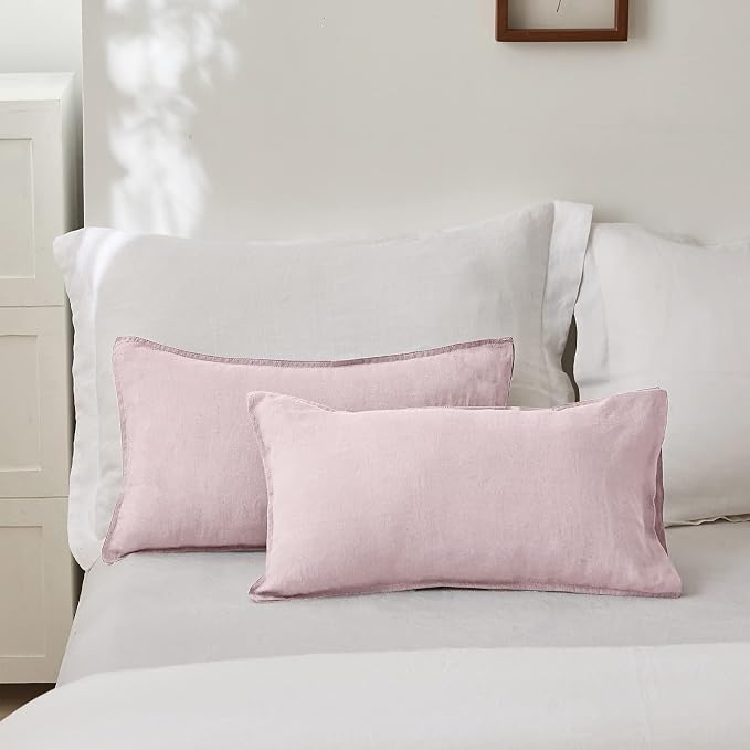 Simple&Opulence 100% Linen Lumbar Pillow Cover 12 x 20 Inches Set of 2 - Image 6