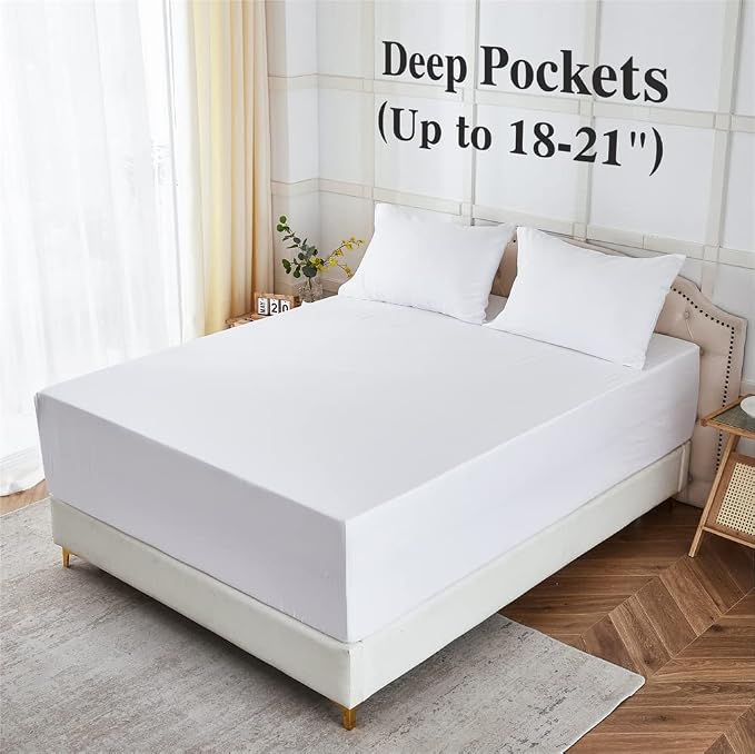 ILAVANDE Deep Pocket Queen Sheets Set 4 Piece, Hotel Luxury Super Soft 1800 - Image 3