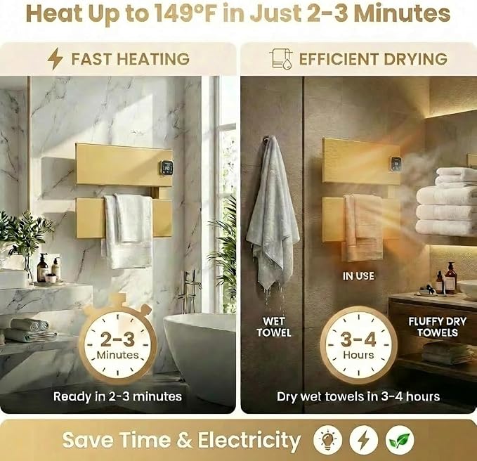 Electric Towel Warmer, Heated Towel Rack - Image 2