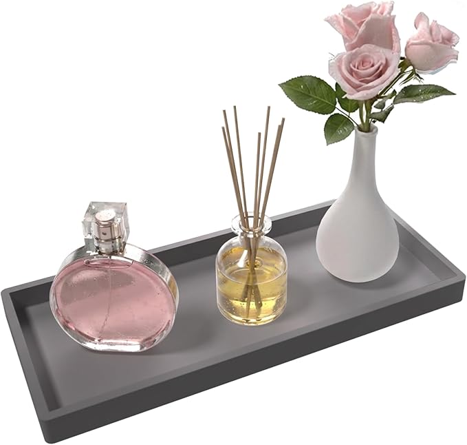 Bathroom Vanity Tray, Silicone 11.8 x 5 Inch Bathroom Counter Tray Decor by BLESWIN