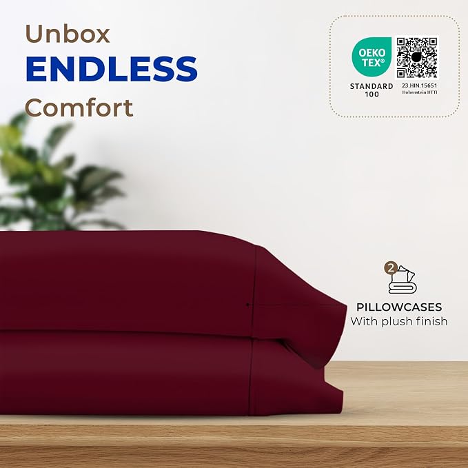Thread Spread 100% Egyptian Cotton Pillow Cases Queen Size Set of 2 - Image 3