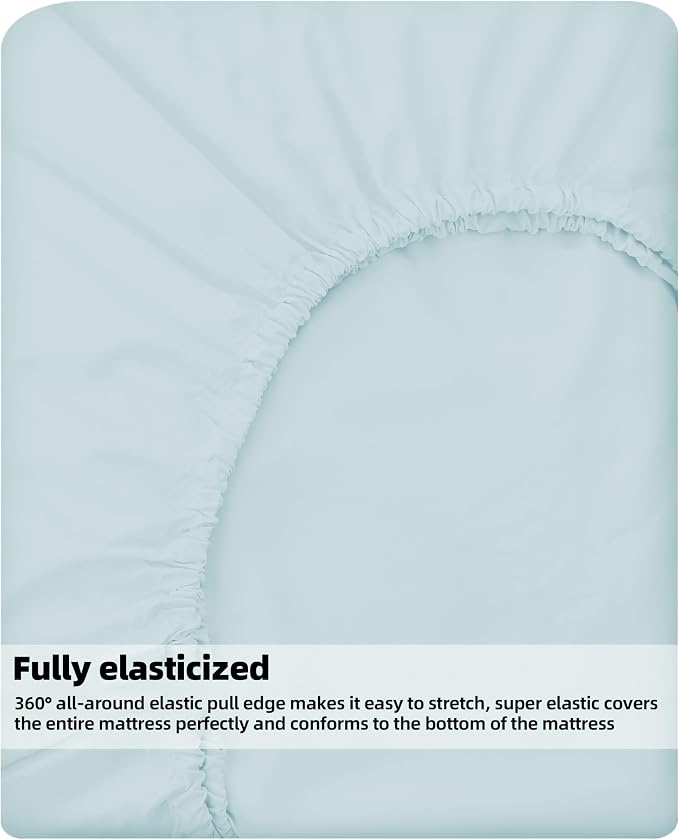 HBHLFZ Full Fitted Sheet Only, Soft Breathable Bottom Sheet - Image 5