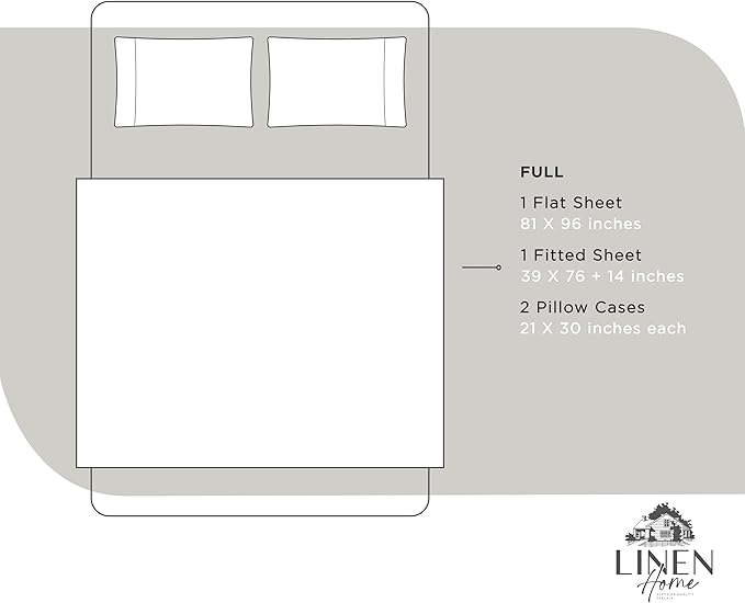 Linen Home 100% Cotton Percale Sheets Full Size, Deep Pocket, 4 Pieces Set - Image 6