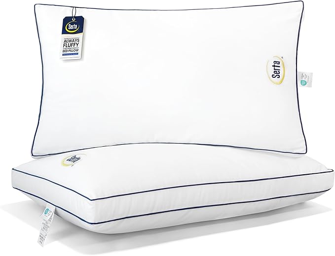Serta Hotel Collection Bed Pillows King Size Set of 2, 400 Thread Count 100% by Serta