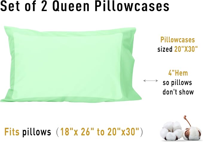 Sunflower Queen Pillowcases Set of 2, 100% Cotton Queen Size Pillow Cases 2 - Image 8