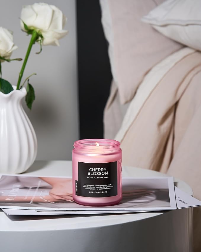 M&SENSE Cherry Blossom Scented Candle, 7.05oz Natural Organic Soy Wax, 50 Hours - Image 7