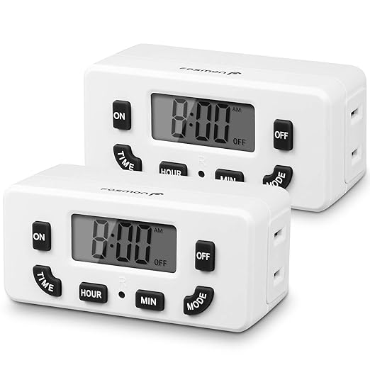 Fosmon 24 Hour Programmable Digital Timer Outlet, ON/Off Program, LCD Display by Fosmon