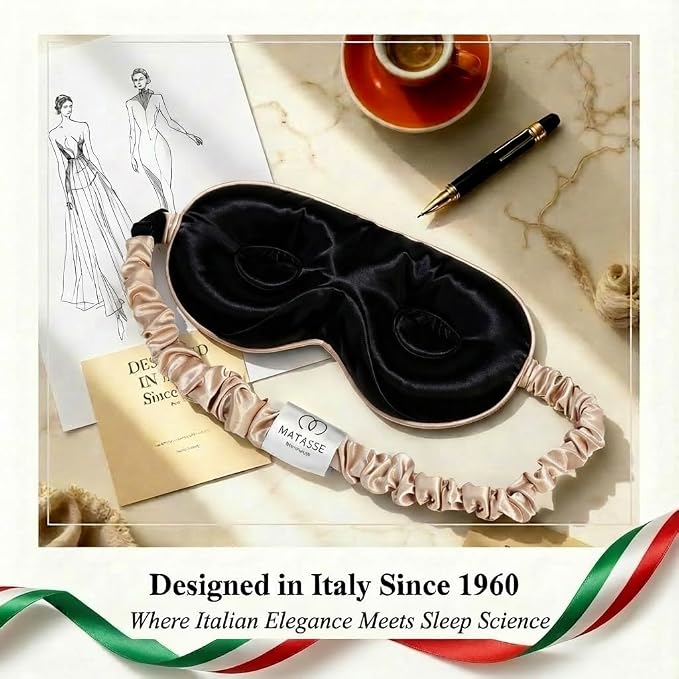 MATASSE 100% Mulberry Silk Sleep Mask 22 Momme Grade 6A -3D Contoured Eye Mask - Image 2