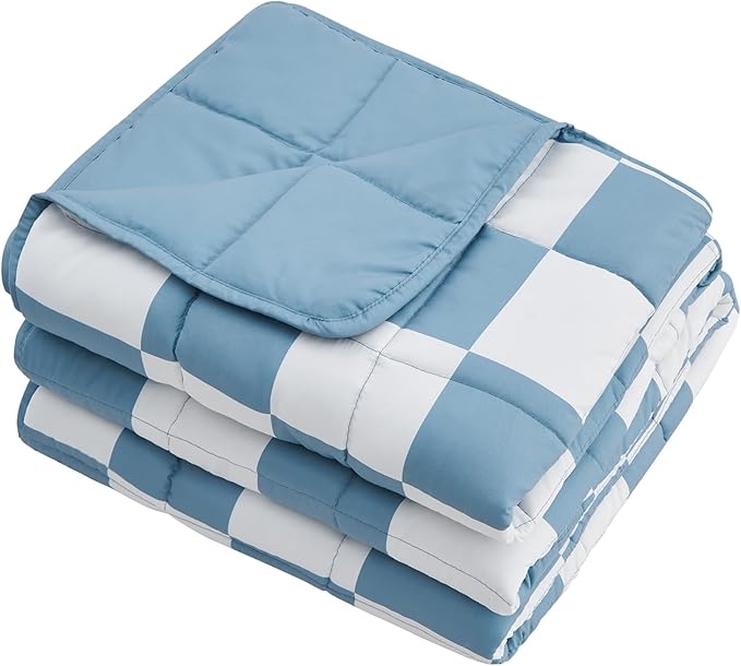 Blue Checkered Weighted Blanket - Image 6