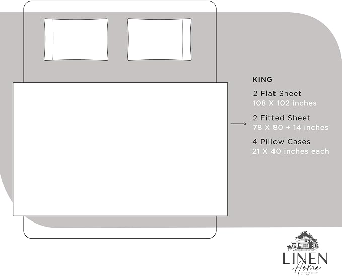 Linen Home 100% Cotton Percale Sheet Set Pack of 2, King Size, Deep Pocket - Image 6