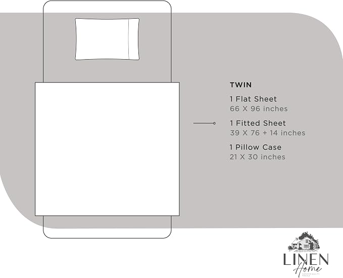 Linen Home 100% Cotton Percale Sheets Twin Size, Deep Pocket, 3 Pieces Set - Image 6