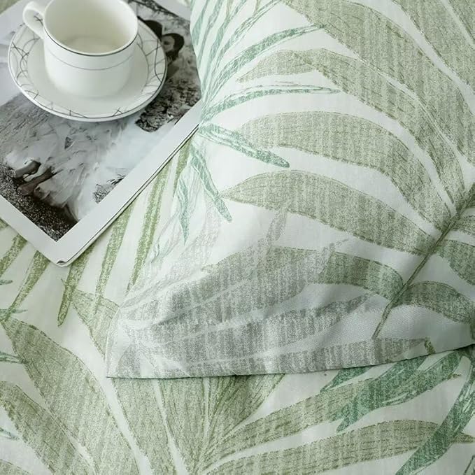 OAITE Duvet Cover King Size, Reversible Leaf Green Duvet Cover Set - Image 4