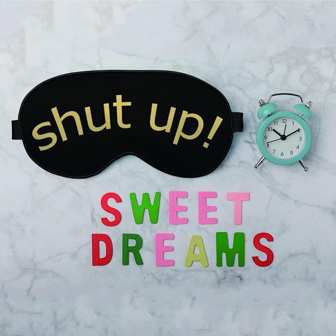 Shut Up Sleep Mask Eye Mask Slogan Black Golden Yellow Sleep Mask Light - Image 6