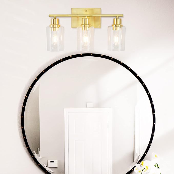 3-Lights Gold Bathroom Light Fixture, Brushed Brass Vanity Light - Image 6
