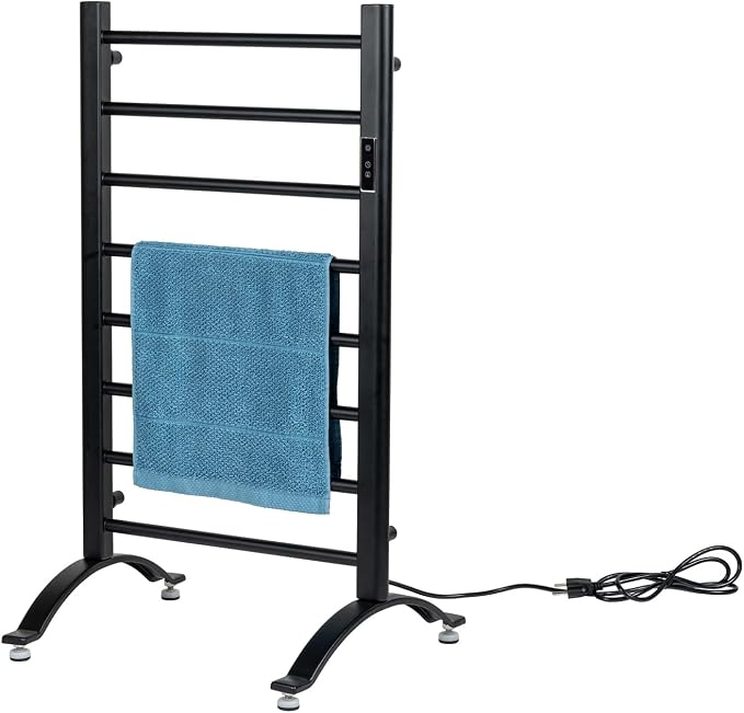 MyGift Hotel Series Matte Black Carbon Steel Towel Warmer Rack by MyGiftHome
