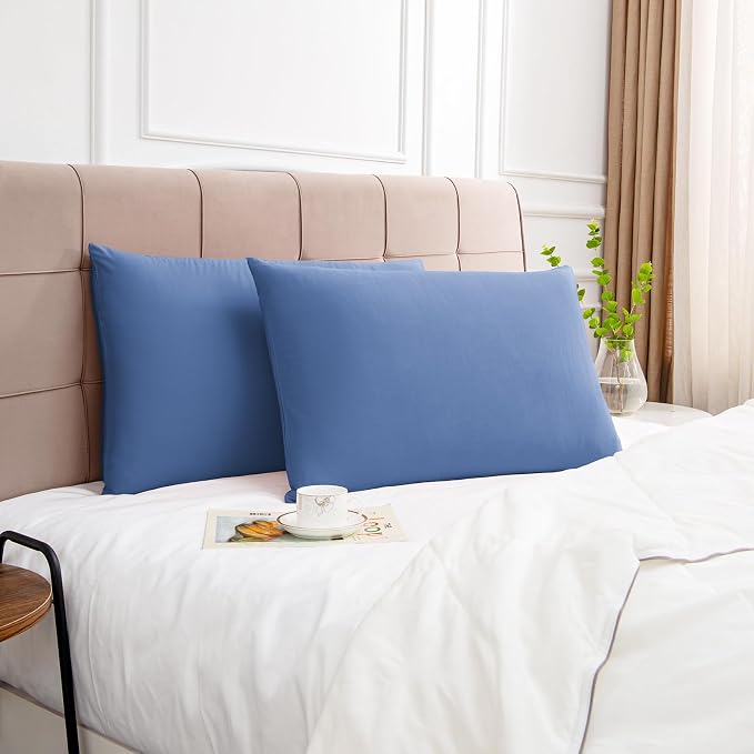 100% Cotton Standard Pillowcases Set of 2, Deep Dream 600 Thread Count Pillow - Image 6