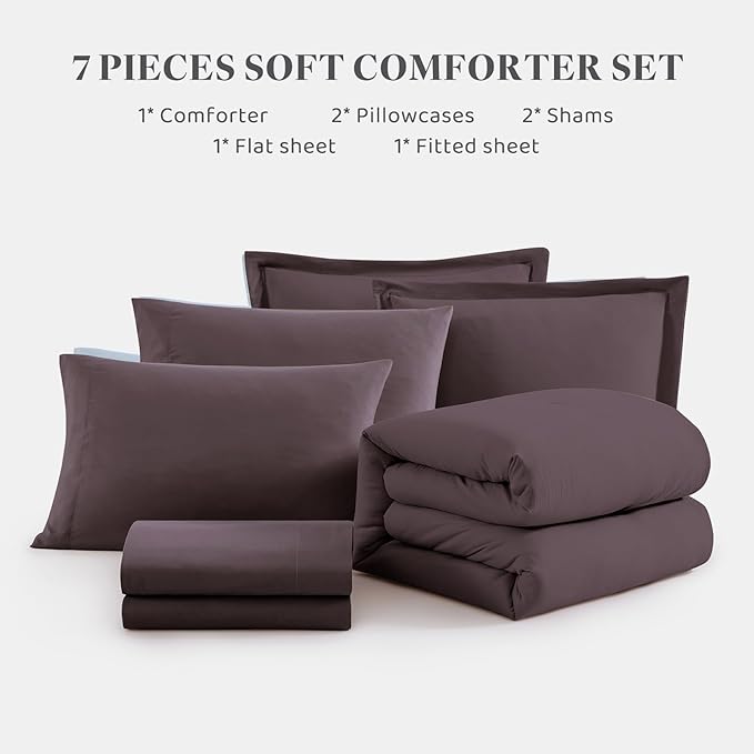 WRENSONGE Oversize King Size Comforter Set- 7 Pieces Artic Plum Bed in a Bag - Image 6