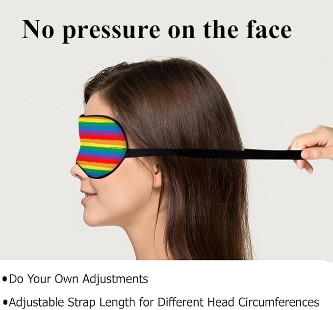 Rainbow Striped Sleep Eye Mask LGBT Flag Color Stripes Art Silk Eye Mask - Image 4