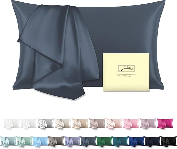 Mulberry Silk Pillowcase for Hair and Skin Standard Size 20"X 26" Pillow Case by Suatien