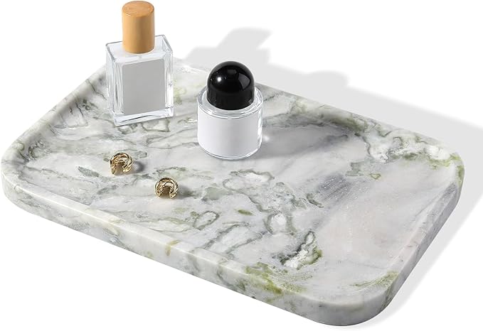 Karibiber Luxury Marble Vanity Tray, Bathroom Tray Countertop, Bianco by Karibiber