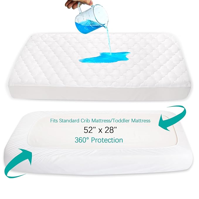 Crib Mattress Protector Sheets Fitted Waterproof Mattress Pad Cover, Noiseless - Image 3