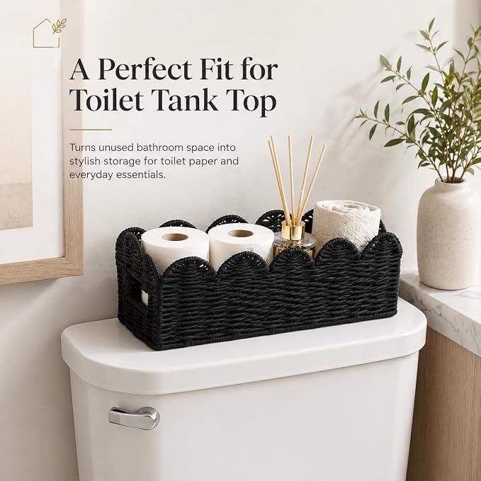 Scalloped Toilet Tank Basket for Back of Toilet, Bathroom Organizer for Tank Top - Image 6