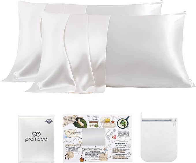 PROMEED White Silk Pillowcase 2 Pack by PromeedTextile